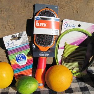 Citrus Twist Hair Accessory Set So Sleek Hair Brush Elastic Ponytailer Bands